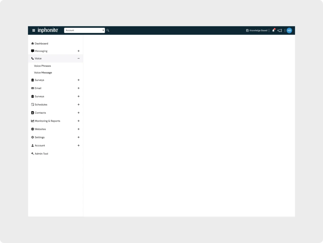 Updated Inphonite sidebar with expandable navigation groups and consistent interaction states