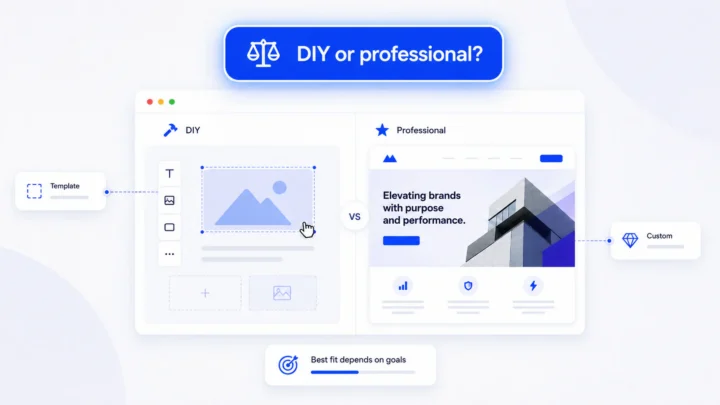 Comparison between a DIY website builder and a professionally designed custom website