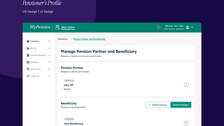 Pensioner Profile beneficiary management feature created for ATRF’s MyPension portal