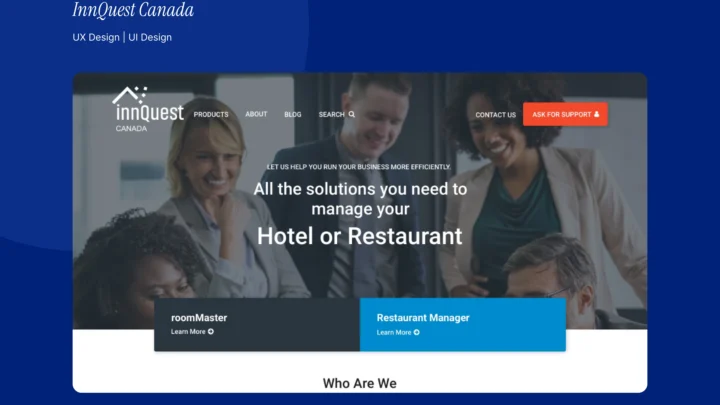InnQuest Canada website redesign shown on a deep blue project cover