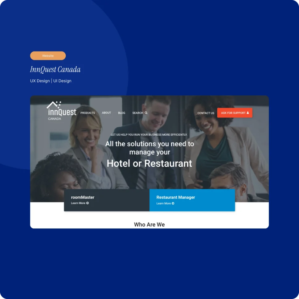 InnQuest Canada website redesign shown on a deep blue project cover